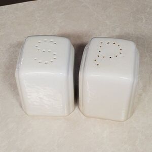 White Square Ceramic Salt & Pepper Shaker Set 2.75" Art Deco